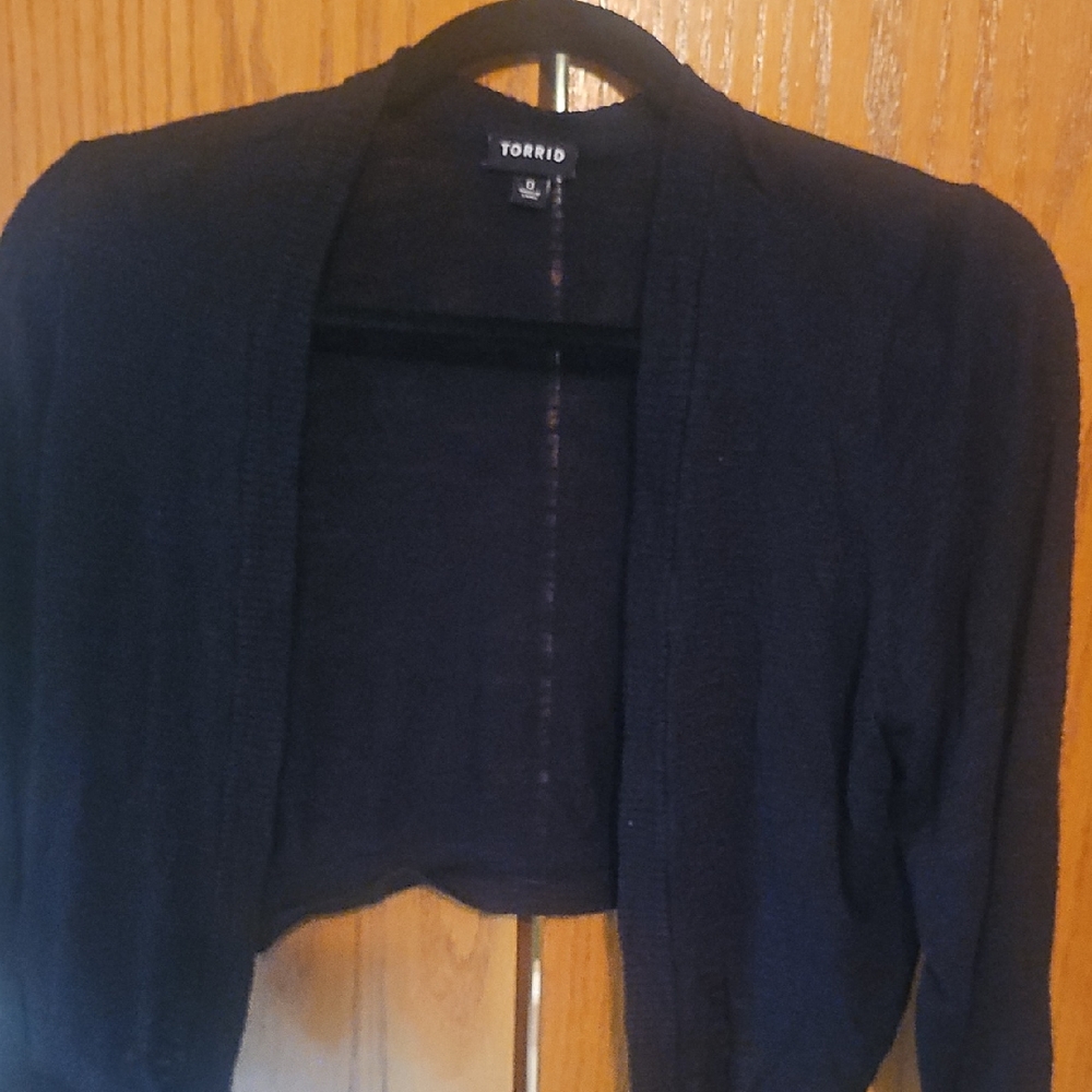 torrid Black Cropped Open-Front Cardigan